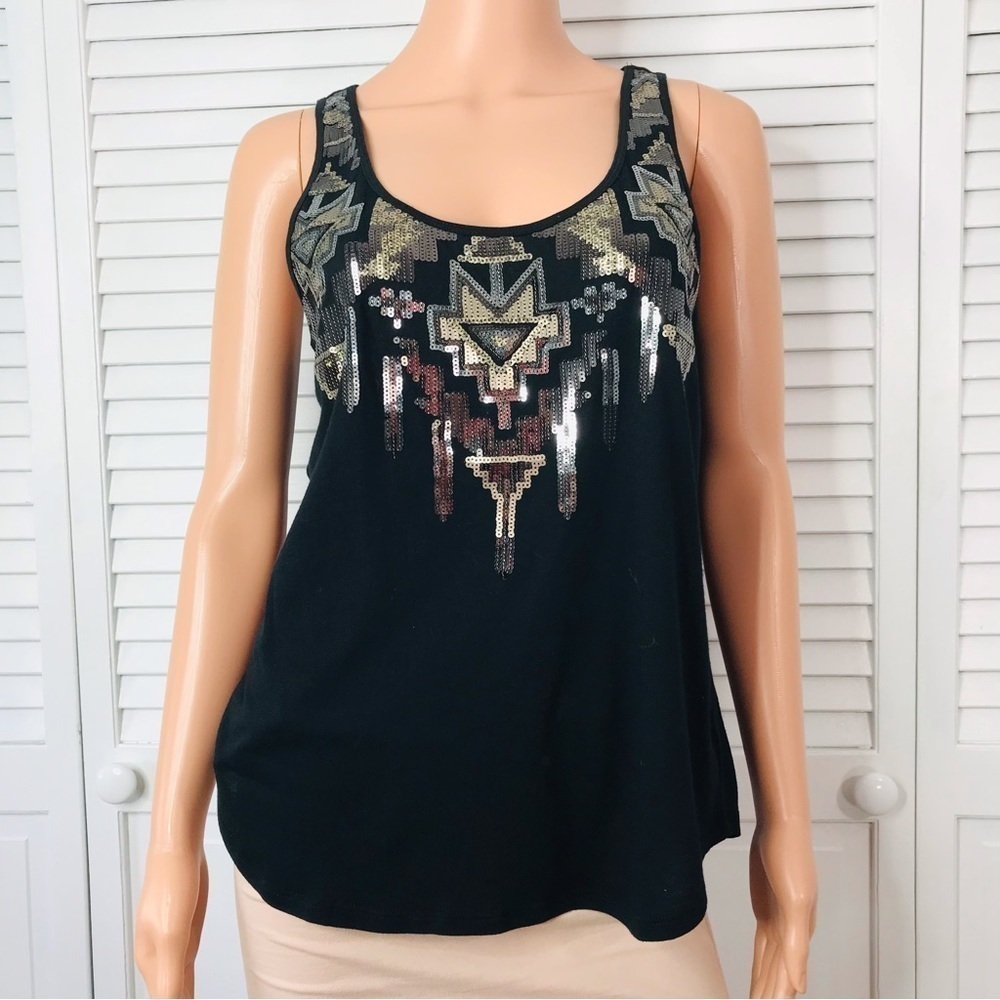 New EXPRESS Black Sequins Tank Top Size Medium